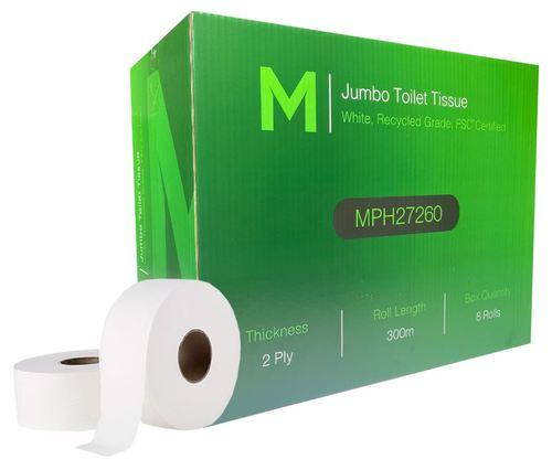 Recycled Jumbo Toilet Tissue - White, 2 Ply, 300m Pallet 60 cartons - Matthews
