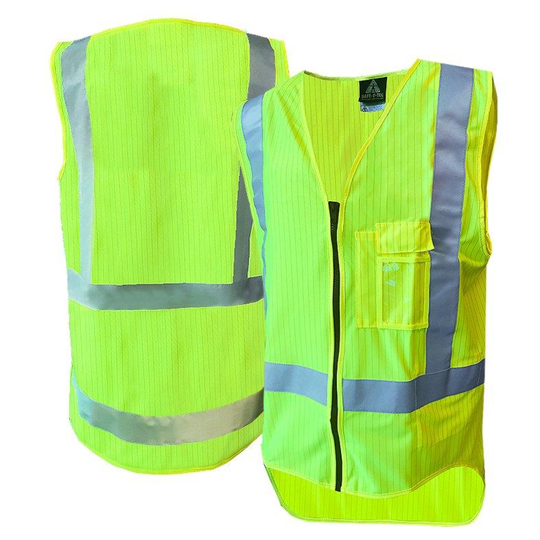 Hi-Vis Vest, Zip, D/N, Flame Ret, Yellow-Size 3Xl