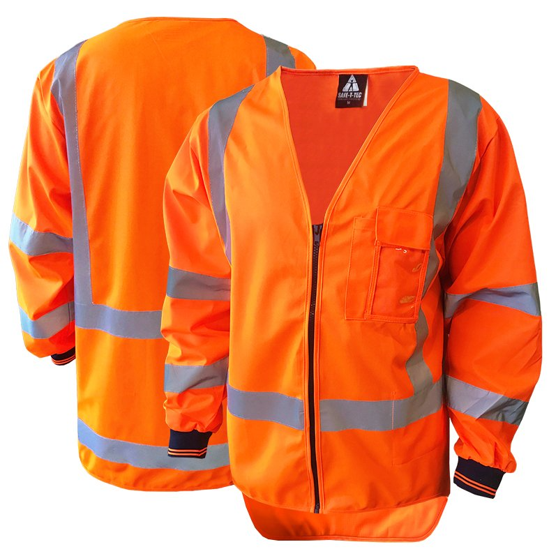 Hi-Vis Vest, Long Sleeve, Zip, Ttmc, Orange-Size S