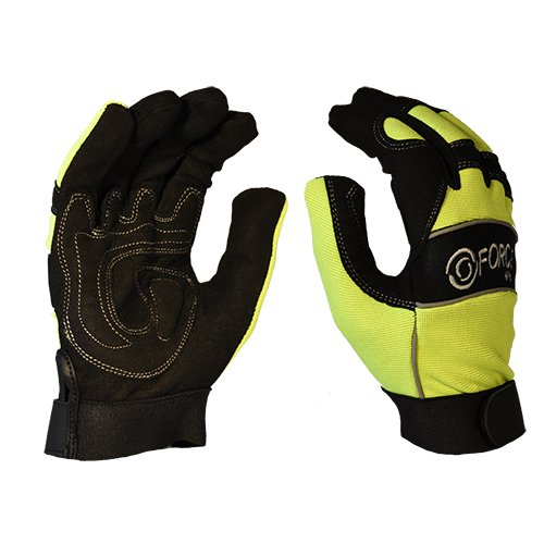 Full Finger Mechanics Gloves, Fluro-Size L