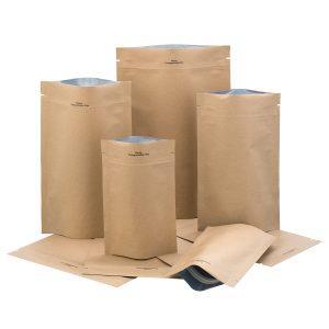 Stand up pouch 150g Compostable Kraft 140mm x 210mm x 80mm each