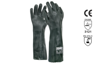 PVC Double Dipped Gauntlet Glove 45cm - Esko Green Shield