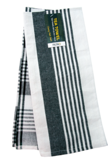 Tea Towel Woven Cotton Royal Black Set 2, Carton 96 - Filta