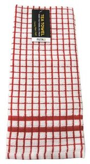 Tea Towel Terry Toweling Red, Carton 120 - Filta