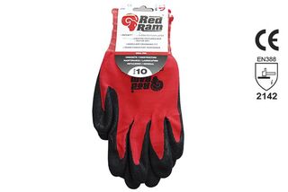 RED RAM' Black sandy Latex Red Polyamide Liner, w/header card, Size 7 - Esko