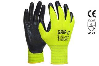 GRIP-IT' Black nitrile palm coating with Hi-vis nylon liner, Size 10 - Esko