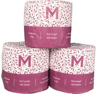 Luxury Wrapped Toilet Tissue - White, 2 Ply, 400 Sheets - Matthews