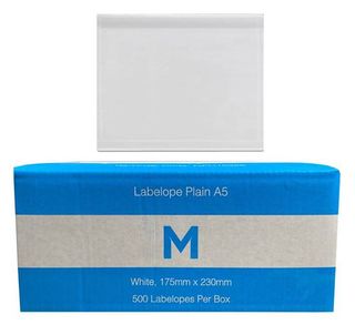 Adhesive Labelope Plain A5 - White, 175mm x 230mm - Matthews