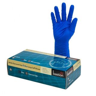 Nitrile Blue Diamond Grip 300mm Cuff X-Large - Bastion