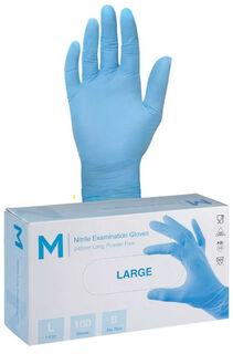 Nitrile Examination Gloves Powder Free - Blue, L, 240mm Cuff, 3.0g  - Matthews