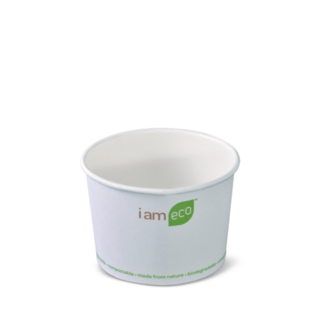 8oz Paper Eco Bowl I Am Eco™ White 240ml   - Detpak