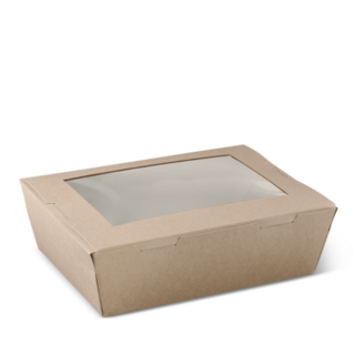 Large Window Lunch Box (1900ml) Brown 195 x 140 x 65   - Detpak