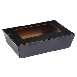Medium Window Lunch Box (1100ml) Black 180 x 120 x 50   - Detpak