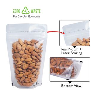 Stand up Pouch Recyclable 50g Clear w Zip no Valve 95w x 150h x (30 + 30)g