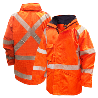 Hi Vis-Rain Jacket ,Flame Retardant, Orange Ttmc-Size L