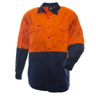 170 Gsm Cotton Shirt, Long Sleeve, Orange/Blue, D-Size 6Xl