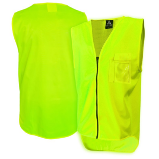 Hi-Vis Vest,  Day Only, Zip, Yellow-Size 4Xl