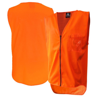 Hi-Vis Vest, Day Only, Zip, Orange-Size 3Xl
