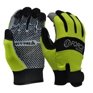 Mechanics Gloves Silicone Grip, Fluoro-Size M