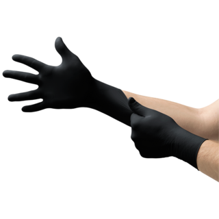 Ansell MicroFlex 93-852 Black Nitrile Fully Textured Disposable Gloves - M