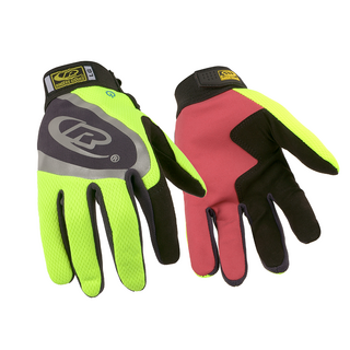 Ansell Ringers Turbo R-138 Work Gloves – Hi-Vis Mesh with Synthetic Leather Palm - XL